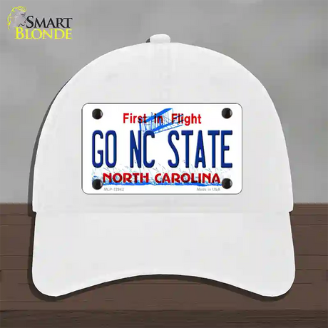 Go North Carolina State Novelty License Plate Hat Unconstructed Cotton / White