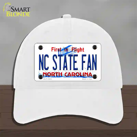 North Carolina State Fan Novelty License Plate Hat Unconstructed Cotton / White