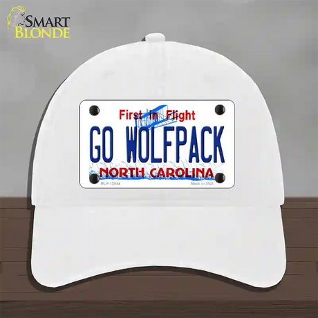 Go Wolfpack Novelty License Plate Hat Unconstructed Cotton / White