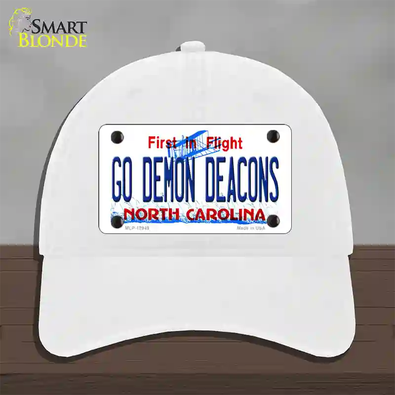 Go Demon Deacons Novelty License Plate Hat Unconstructed Cotton / White