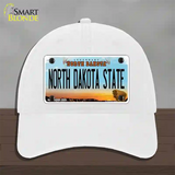 North Dakota State Novelty License Plate Hat Unconstructed Cotton / White