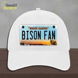 Bison Fan Novelty License Plate Hat Unconstructed Cotton / White