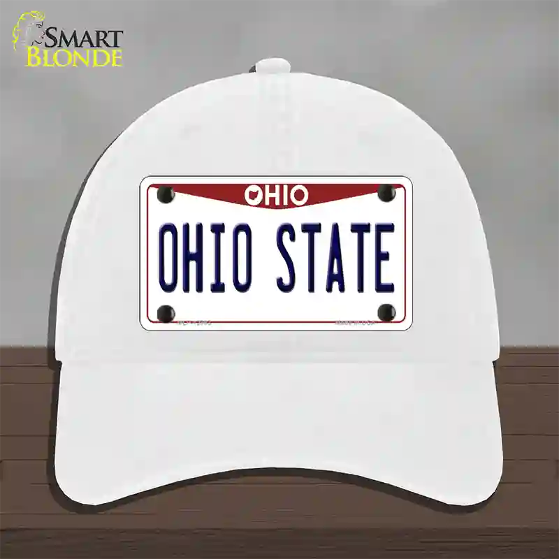 Ohio State Univ Novelty License Plate Hat Unconstructed Cotton / White