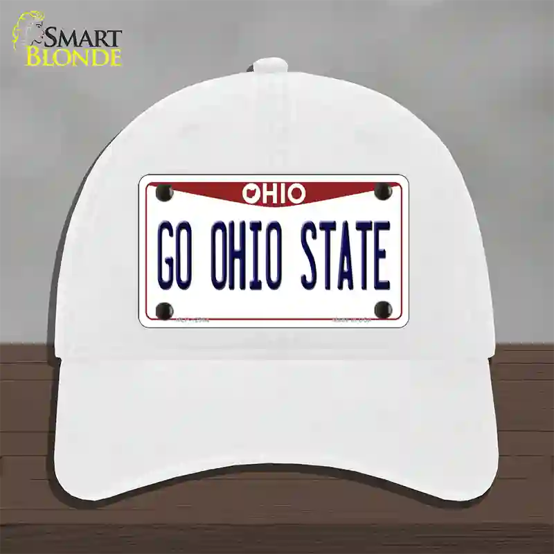 Go Ohio State Novelty License Plate Hat Unconstructed Cotton / White