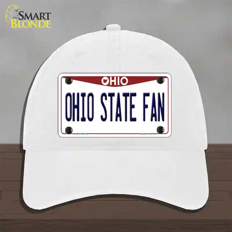 Ohio State Fan Novelty License Plate Hat Unconstructed Cotton / White