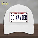 Go Xavier Novelty License Plate Hat Unconstructed Cotton / White