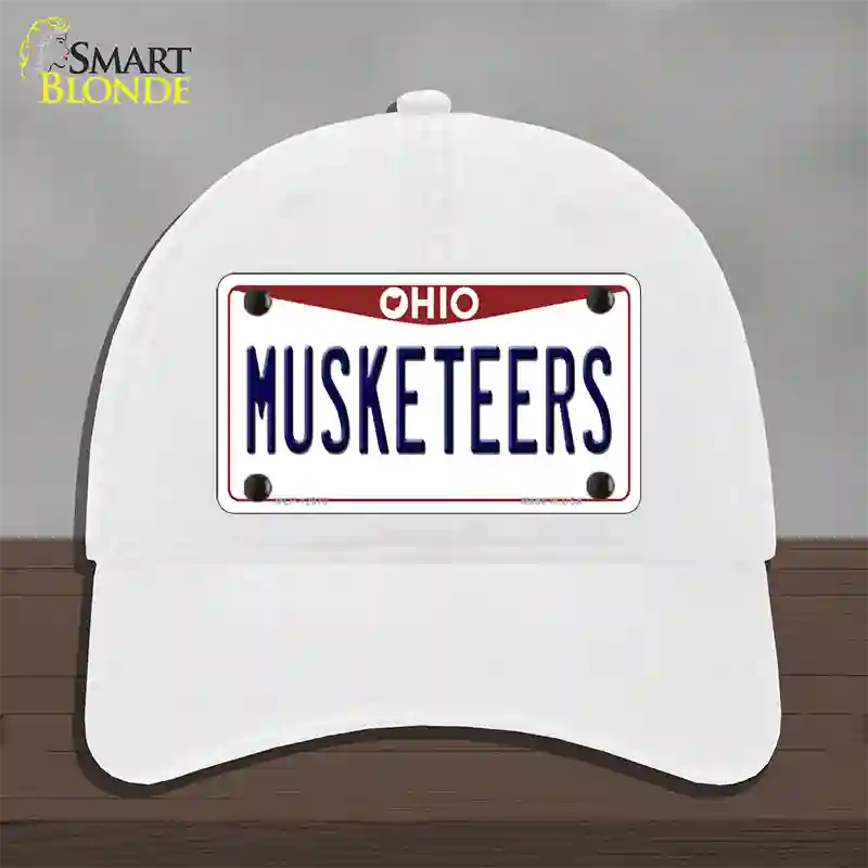 Musketeers Novelty License Plate Hat Unconstructed Cotton / White