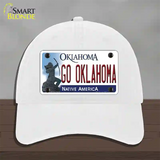 Go Oklahoma Novelty License Plate Hat Unconstructed Cotton / White