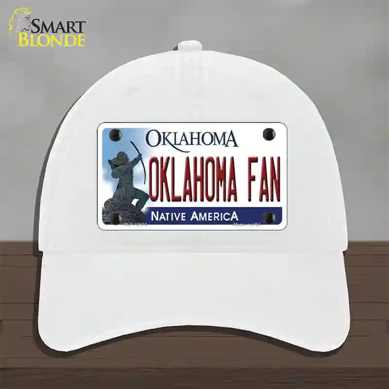 Oklahoma Fan Novelty License Plate Hat Unconstructed Cotton / White