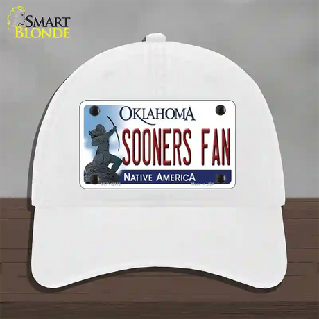 Sooners Fan Novelty License Plate Hat Unconstructed Cotton / White