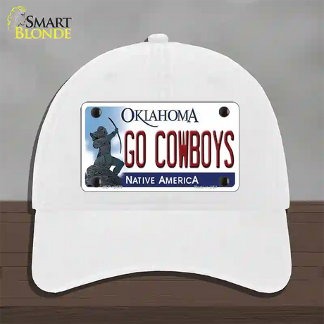 Go Cowboys Novelty License Plate Hat Unconstructed Cotton / White