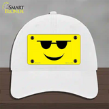 Sunglasses Cool Smiley Novelty License Plate Hat Unconstructed Cotton / White