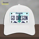 Go Oregon Novelty License Plate Hat Unconstructed Cotton / White