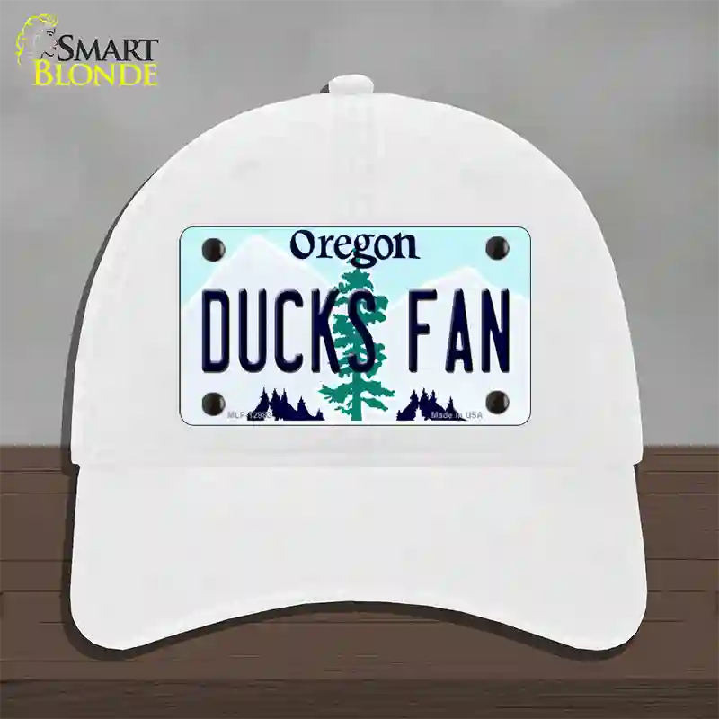 Ducks Fan Novelty License Plate Hat Unconstructed Cotton / White