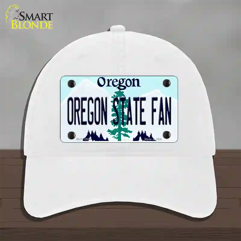 Oregon State Fan Novelty License Plate Hat Unconstructed Cotton / White