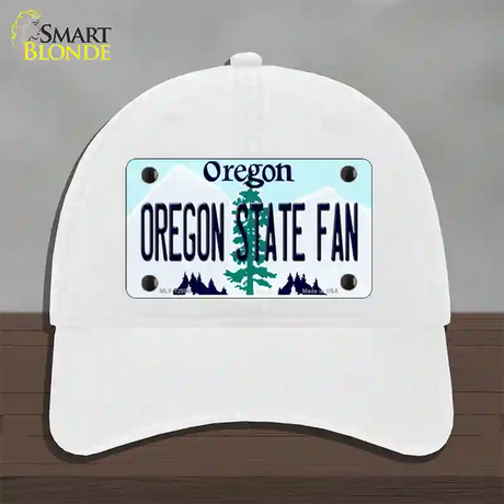 Oregon State Fan Novelty License Plate Hat Unconstructed Cotton / White