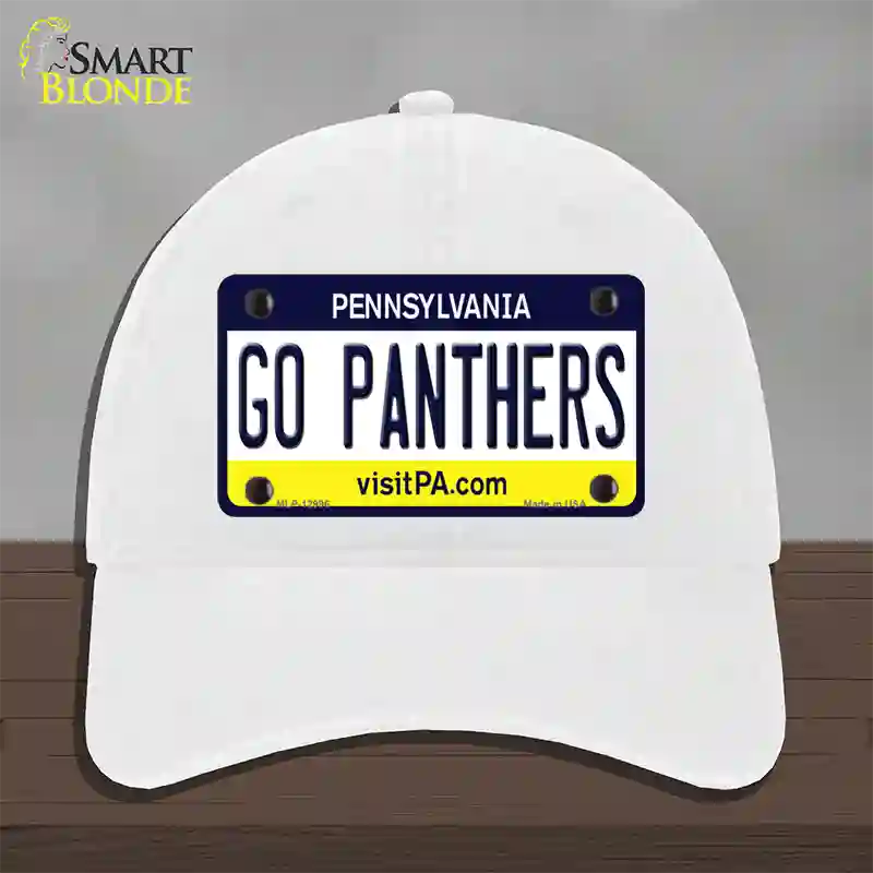 Go Panthers Novelty License Plate Hat Unconstructed Cotton / White