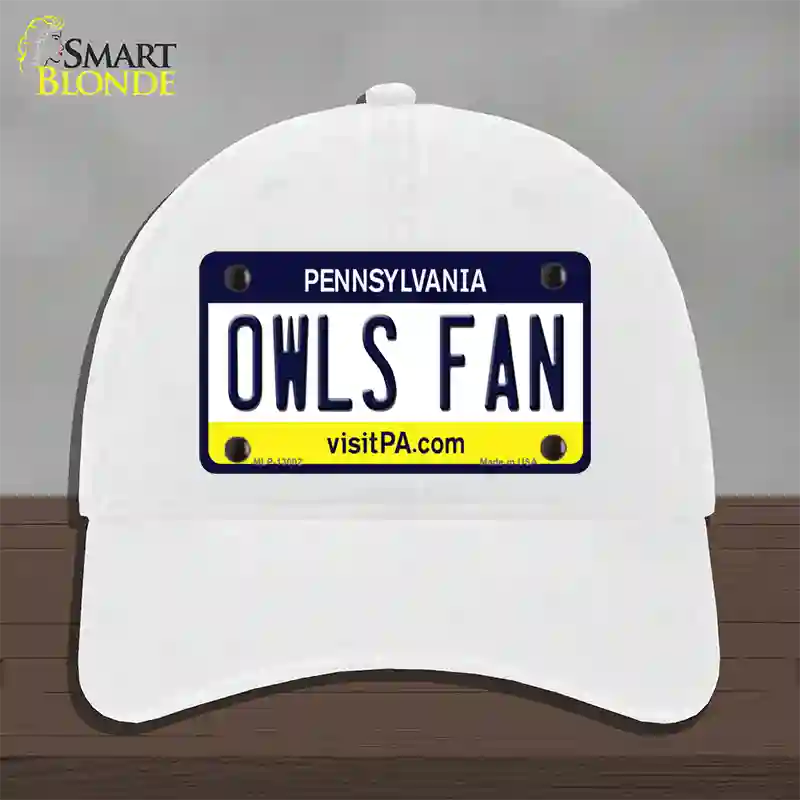 Owls Fan Novelty License Plate Hat Unconstructed Cotton / White