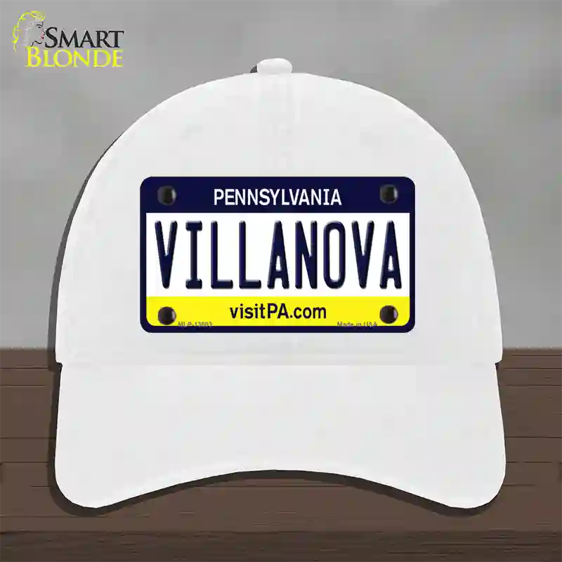 Villanova Novelty License Plate Hat Unconstructed Cotton / White