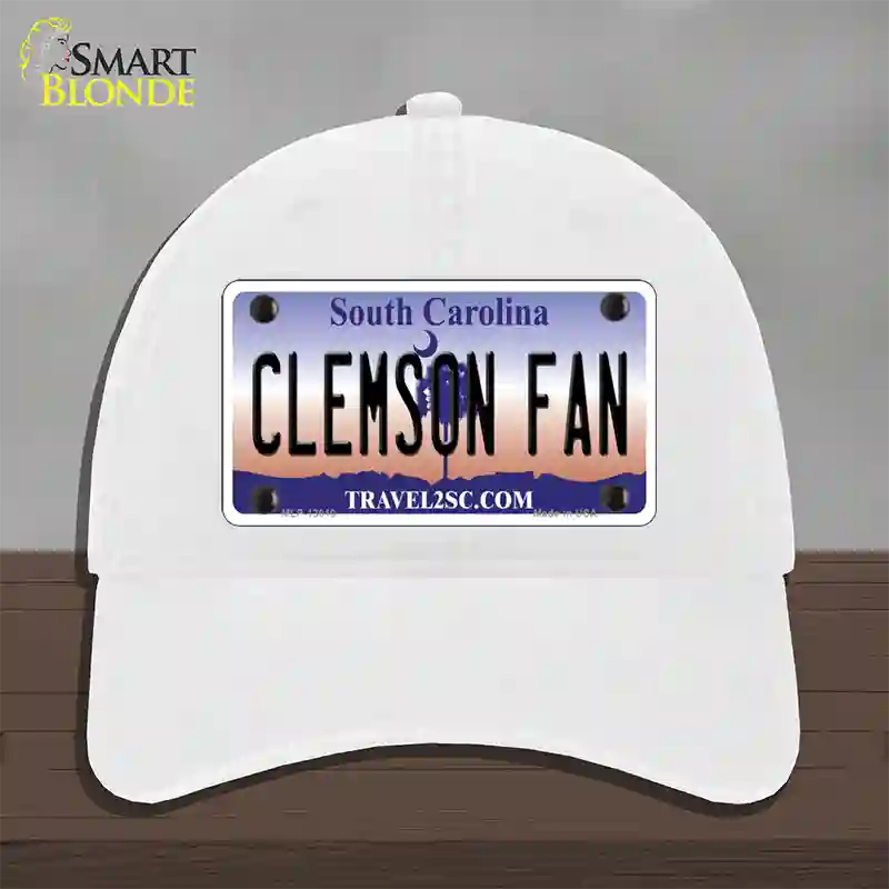 Clemson Fan Novelty License Plate Hat Unconstructed Cotton / White