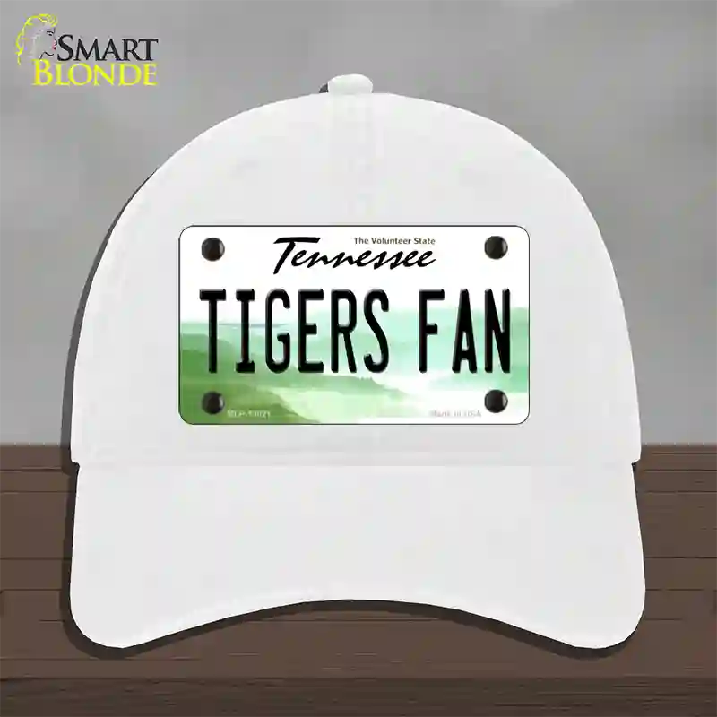 Tennessee Plate Tigers Fan Novelty License Plate Hat Unconstructed Cotton / White