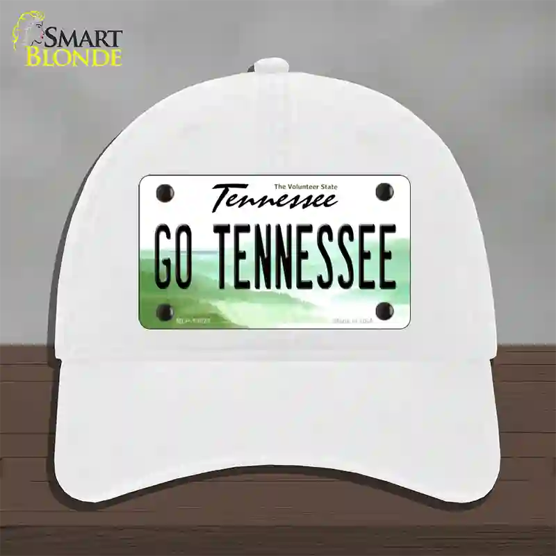 Go Tennessee Novelty License Plate Hat Unconstructed Cotton / White