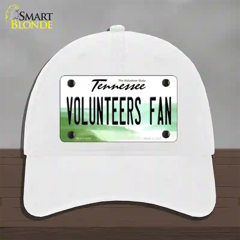 Volunteers Fan Novelty License Plate Hat Unconstructed Cotton / White