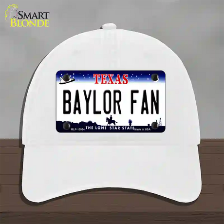 Baylor Fan Novelty License Plate Hat Unconstructed Cotton / White