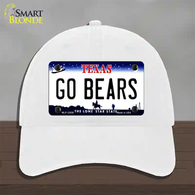 Go Bears Novelty License Plate Hat Unconstructed Cotton / White