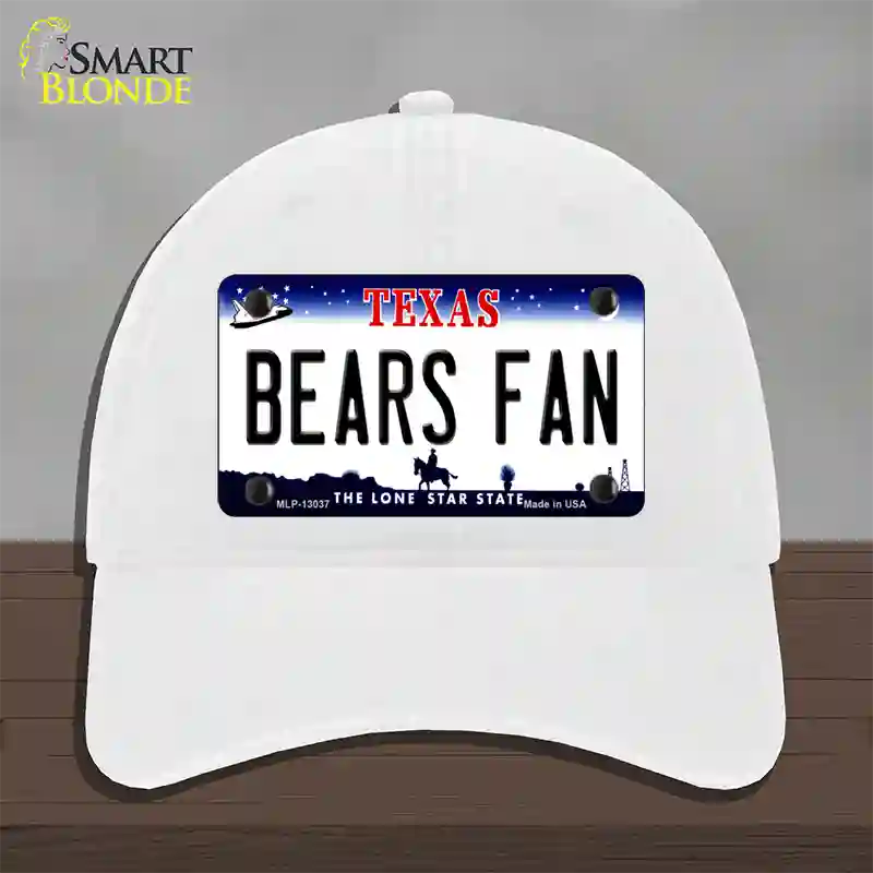 Bears Fan Novelty License Plate Hat Unconstructed Cotton / White