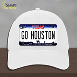 Go Houston Novelty License Plate Hat Unconstructed Cotton / White