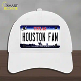 Houston Fan Novelty License Plate Hat Unconstructed Cotton / White