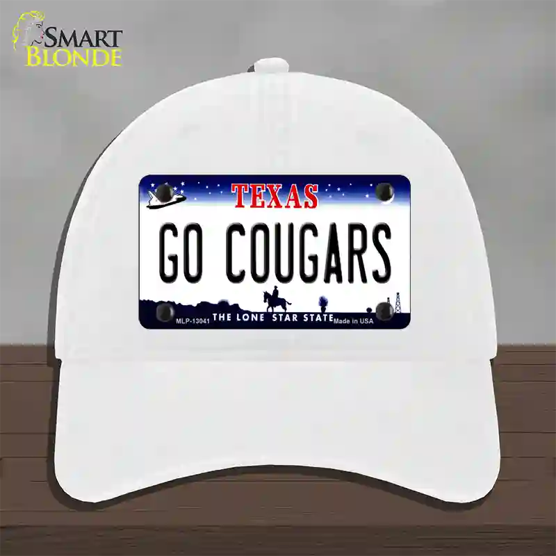 Go Cougars Novelty License Plate Hat Unconstructed Cotton / White