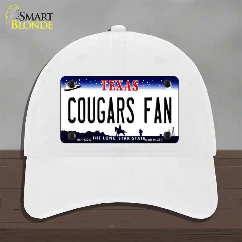 Cougars Fan Novelty License Plate Hat Unconstructed Cotton / White