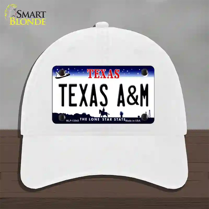 Texas A&M Novelty License Plate Hat Unconstructed Cotton / White