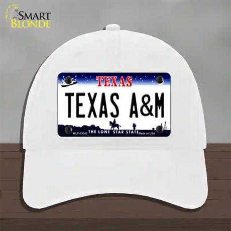 Texas A&M Novelty License Plate Hat Unconstructed Cotton / White