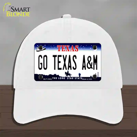 Go Texas A&M Novelty License Plate Hat Unconstructed Cotton / White