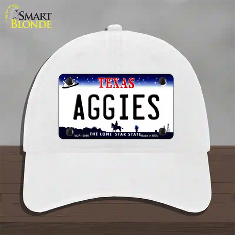 Aggies Texas Novelty License Plate Hat Unconstructed Cotton / White