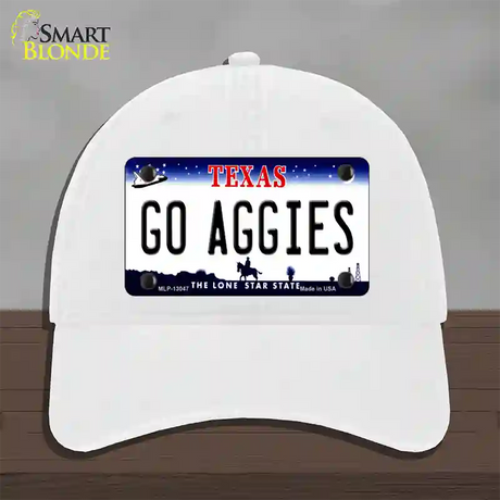 Go Aggies Texas Novelty License Plate Hat Unconstructed Cotton / White