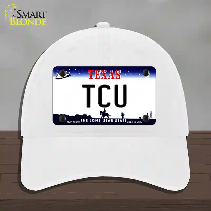 TCU Novelty License Plate Hat Unconstructed Cotton / White