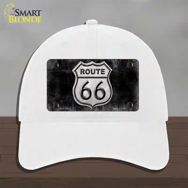 Route 66 Black & White Novelty License Plate Hat Unconstructed Cotton / White