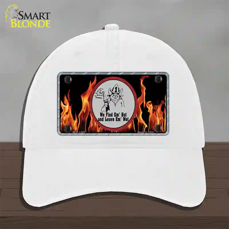 Find Hot Leave Wet Firefighter Novelty License Plate Hat Unconstructed Cotton / White