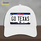 Go Texas Novelty License Plate Hat Unconstructed Cotton / White