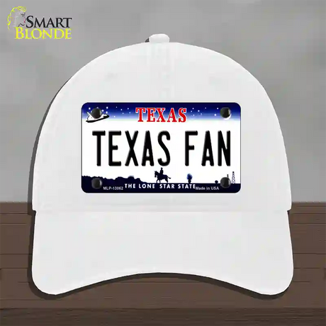 Texas Fan Novelty License Plate Hat Unconstructed Cotton / White