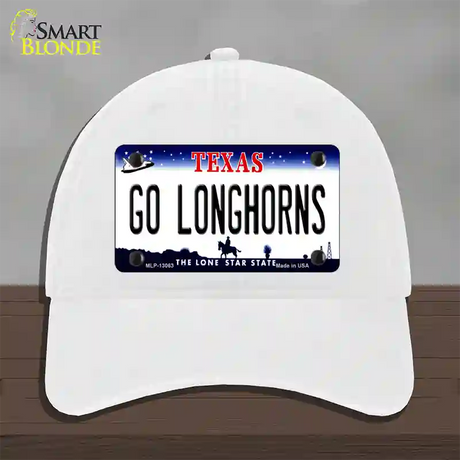 Go Longhorns Novelty License Plate Hat Unconstructed Cotton / White