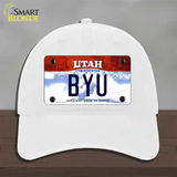 BYU Novelty License Plate Hat Unconstructed Cotton / White