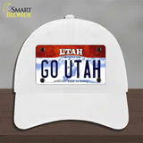 Go Utah Novelty License Plate Hat Unconstructed Cotton / White