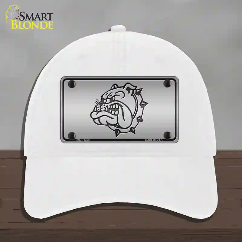 Bulldog Novelty License Plate Hat Unconstructed Cotton / White