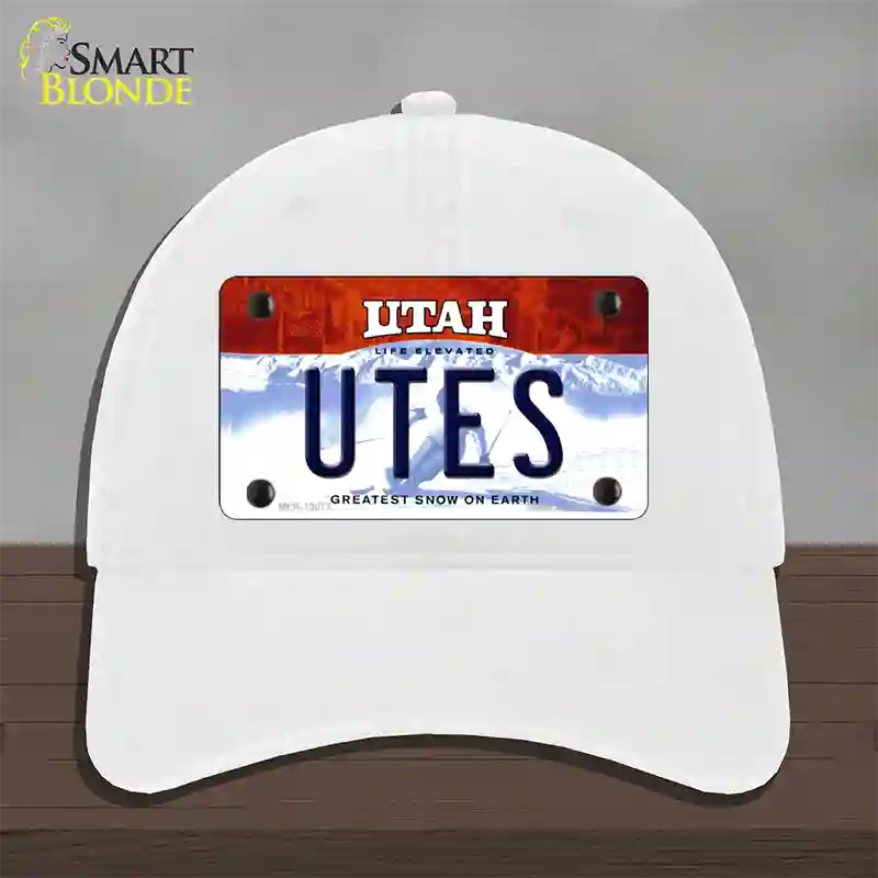 Utes Novelty License Plate Hat Unconstructed Cotton / White