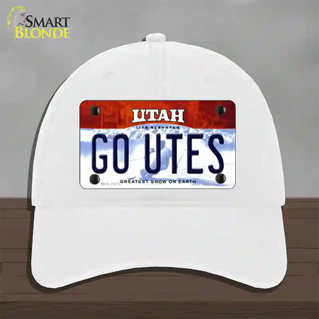 Go Utes Novelty License Plate Hat Unconstructed Cotton / White